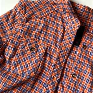 Orange and blue plaid flannel RQQBA Size Medium